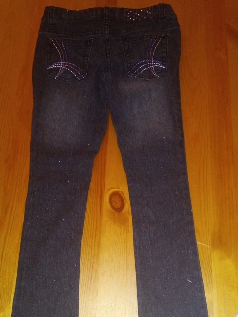 2 Girls Dark Blue Jeans with Sequin Side Trim